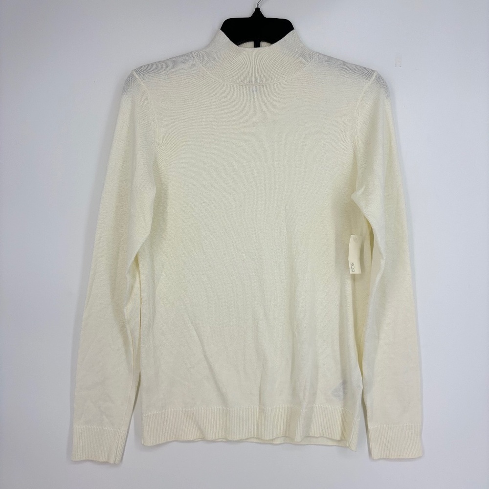 Amazon Essentials Womens Small Pullover Sweater Ivory Mock Neck Long Sleeves